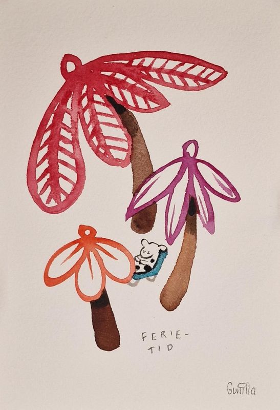 Ferie-tid Orginal Akvarell