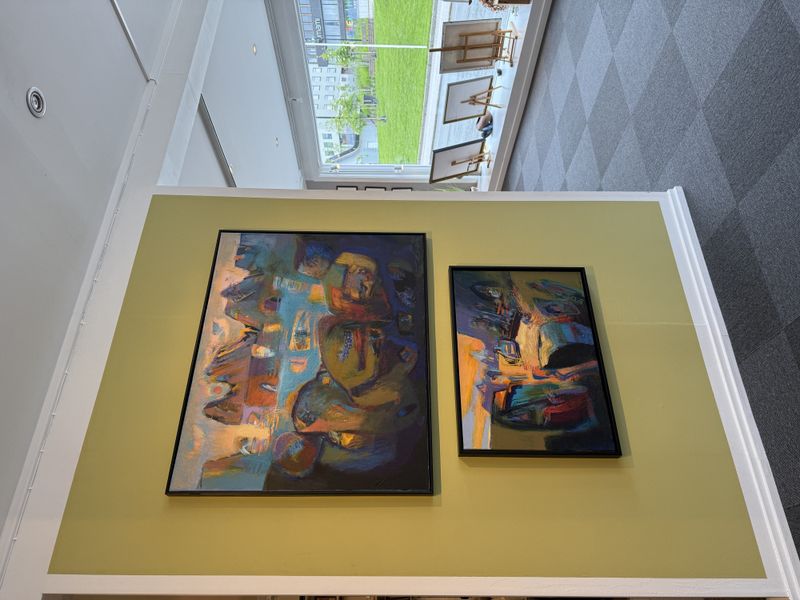 Vandre i fjell - akryl på lerret