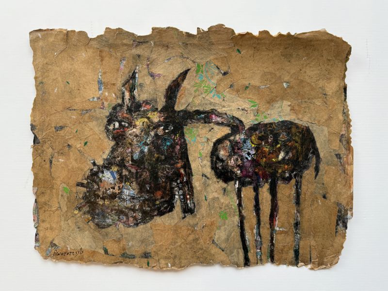 Collage 2, maleri på papir