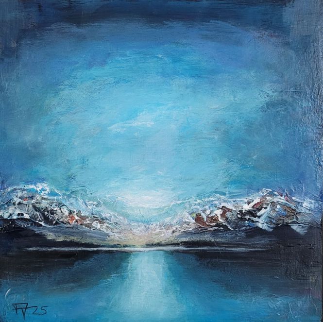 Hovedbilde Lys bak fjell 35, akryl på plate